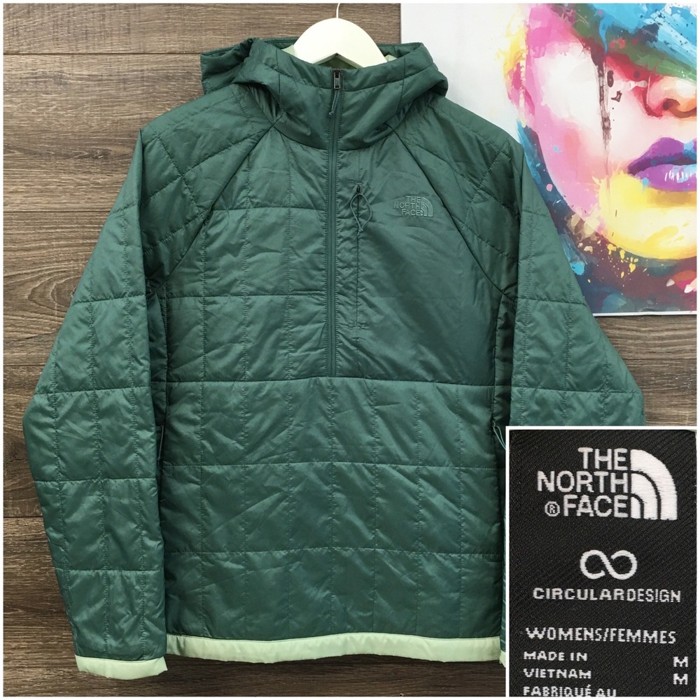The North Face Women's Circaloft 1/4 Zip Pullover Quilted Hooded Puffer Jacket